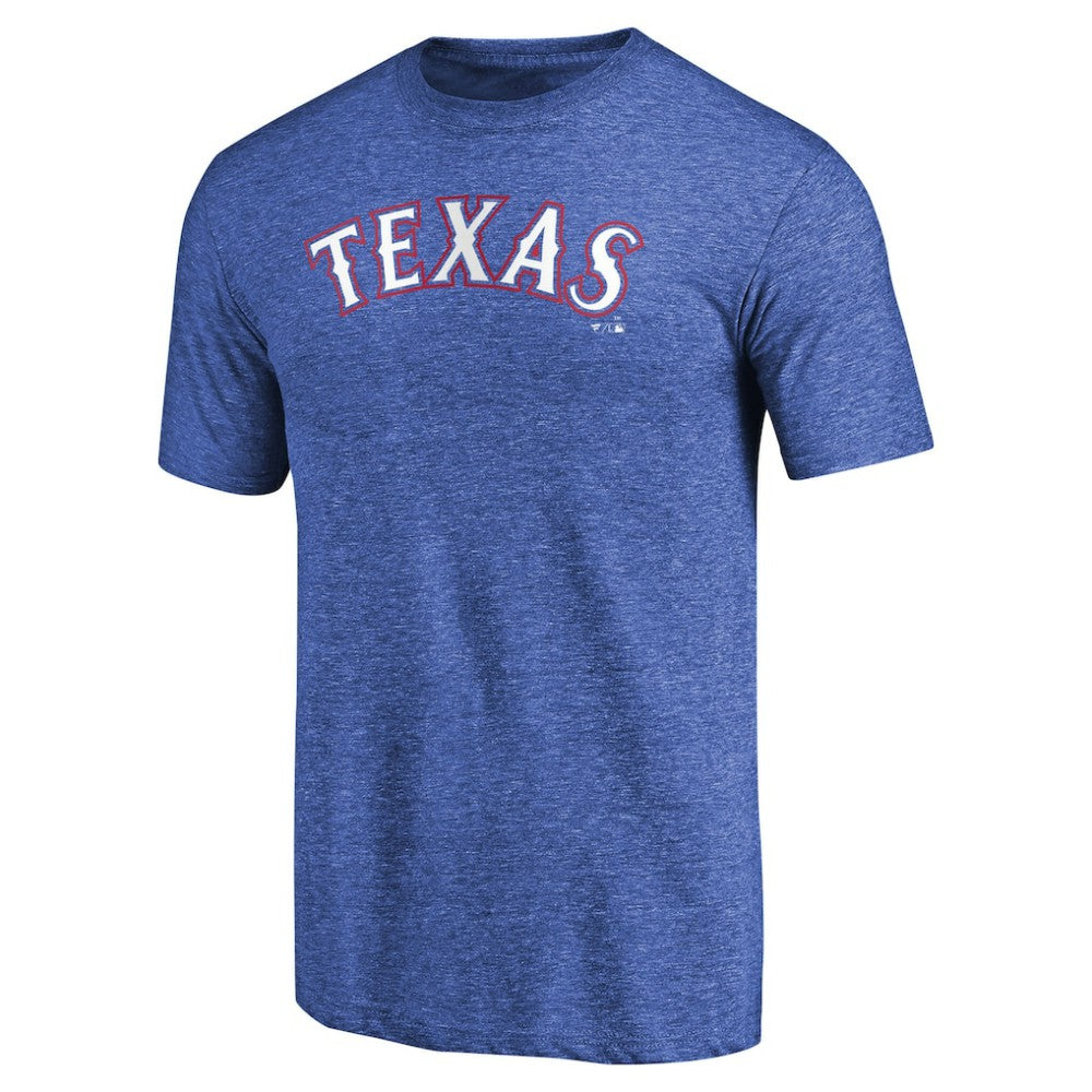 Texas Rangers Team Wordmark Tri-Blend T-Shirt - Royal T-shirts