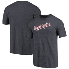 Washington Nationals Team Wordmark Tri-Blend T-Shirt - Navy T-shirts
