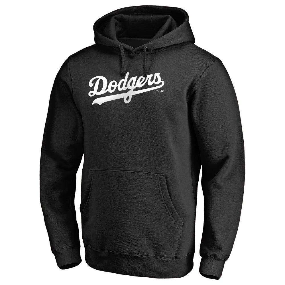 Los Angeles Dodgers Official Wordmark Fitted Pullover Hoodie - Black Hoodies