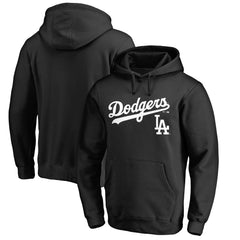 Los Angeles Dodgers Team Lockup Fitted Pullover Hoodie - Black Hoodies
