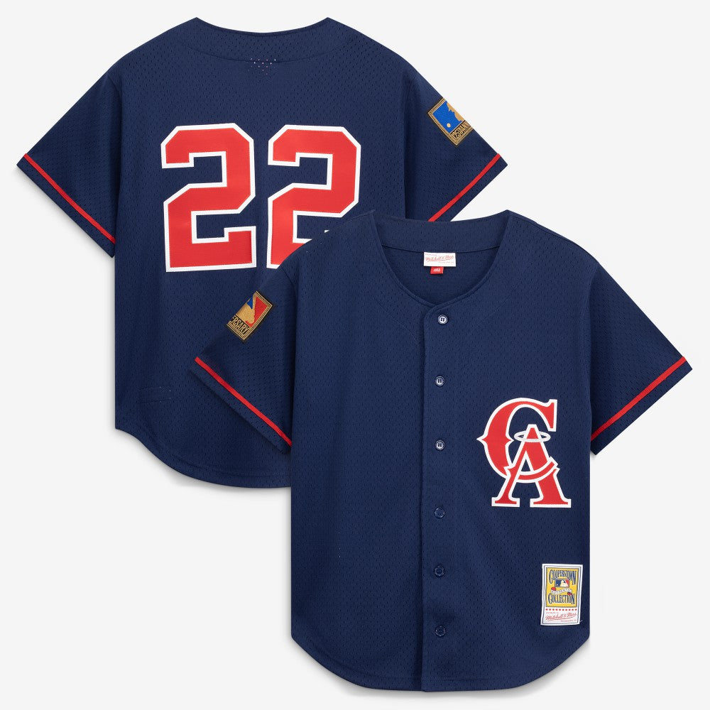 Bo Jackson California Angels Mitchell & Ness Cooperstown Collection Mesh Batting Practice Button-Up Jersey - Navy Jerseys