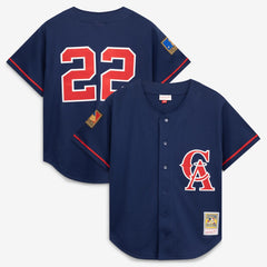 Bo Jackson California Angels Mitchell & Ness Cooperstown Collection Mesh Batting Practice Button-Up Jersey - Navy Jerseys