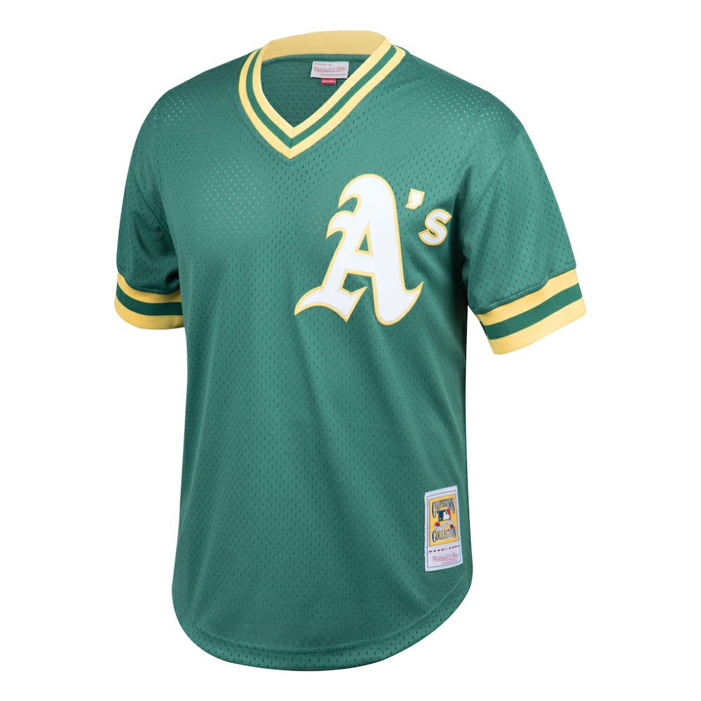Rickey Henderson Athletics Mitchell & Ness Youth Cooperstown Collection Mesh Batting Practice Jersey - Green Jerseys