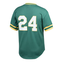 Rickey Henderson Athletics Mitchell & Ness Youth Cooperstown Collection Mesh Batting Practice Jersey - Green Jerseys
