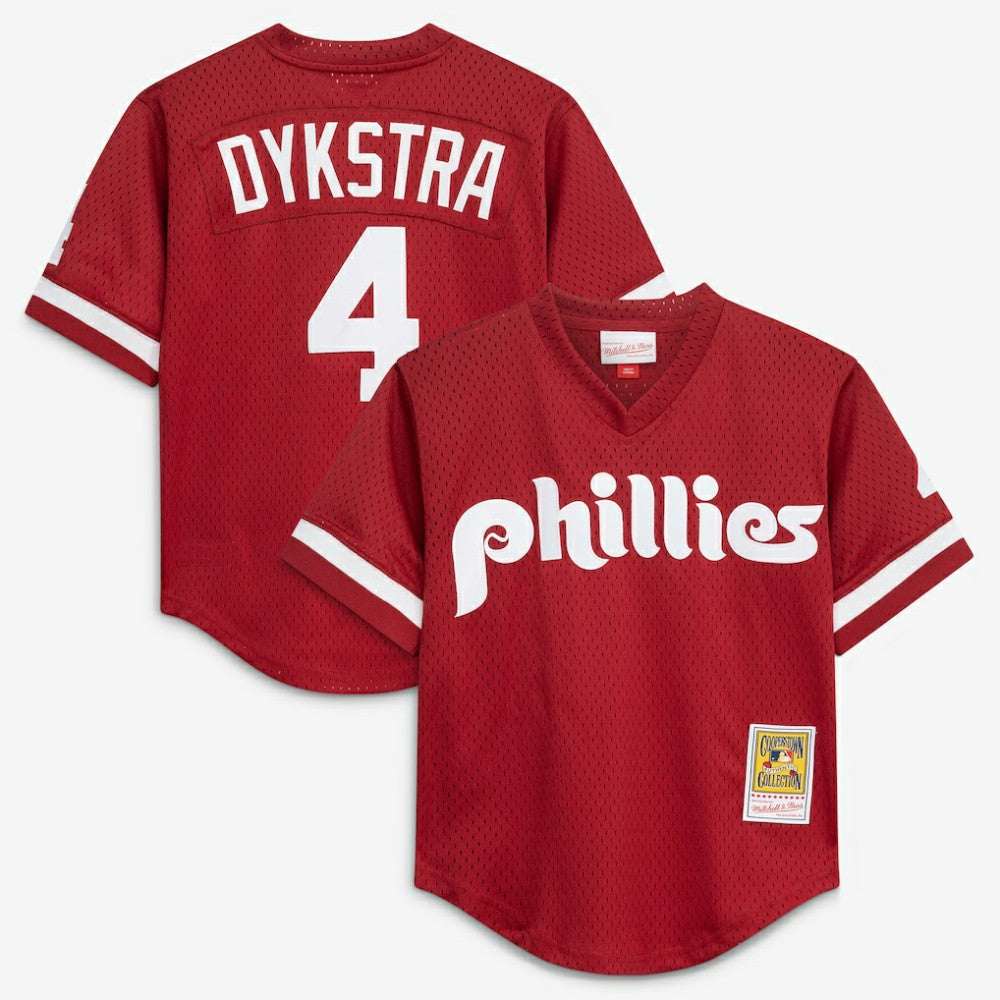 Lenny Dykstra Philadelphia Phillies Mitchell & Ness Youth Cooperstown Collection Mesh Batting Practice Jersey - Burgundy Jerseys