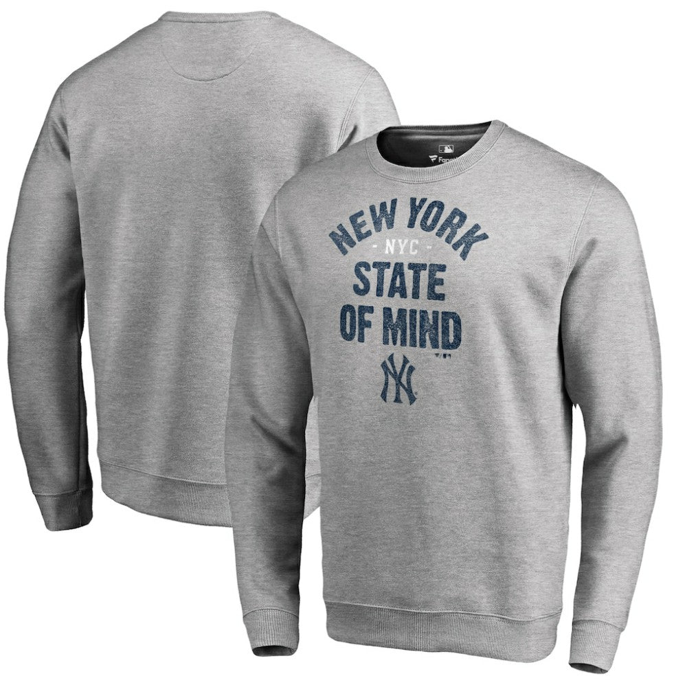 New York Yankees Hometown Collection New York State Pullover Sweatshirt - Heathered Gray Pullover