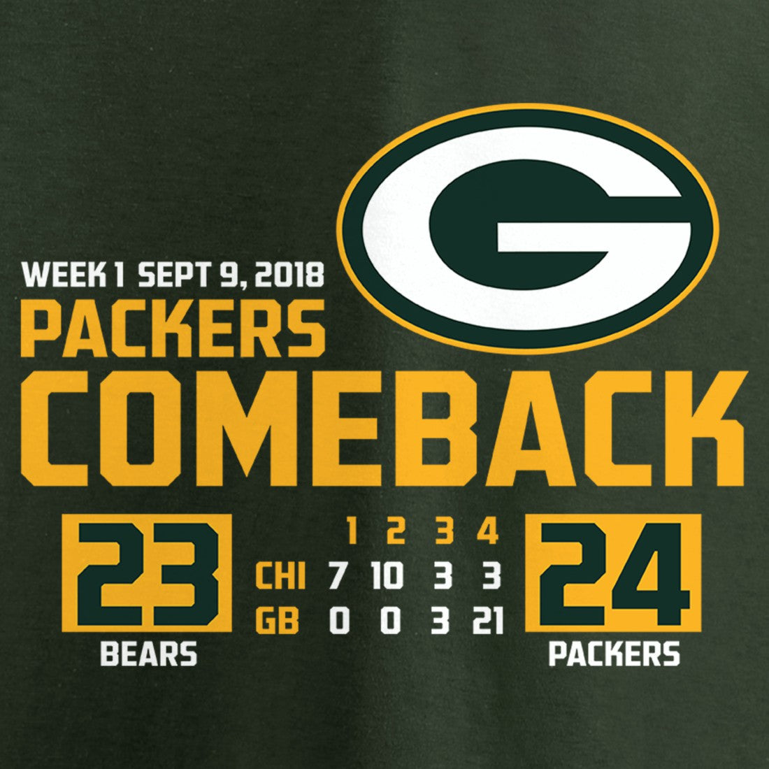 Green Bay Packers The Comeback T-Shirt - Green T-shirts