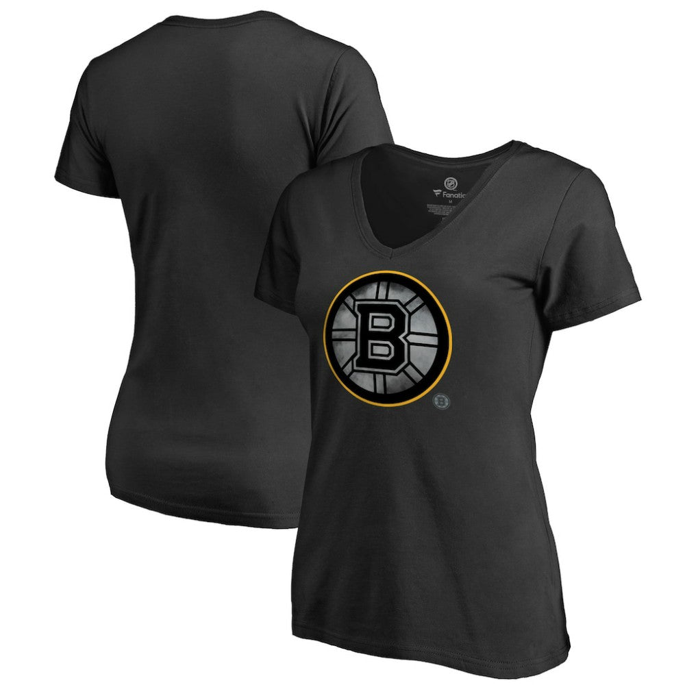 Boston Bruins Women's Core Smoke V-Neck T-Shirt - Black | US 3305740