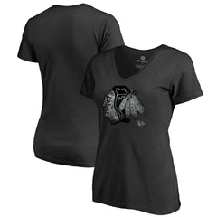 Chicago Blackhawks Women's Core Smoke V-Neck T-Shirt - Black | US 3305744
