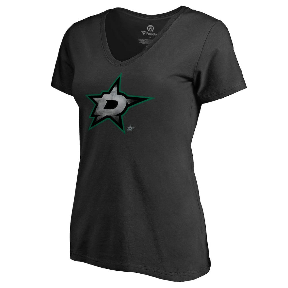 Dallas Stars Women's Core Smoke V-Neck T-Shirt - Black | US 3305747