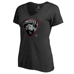 Florida Panthers Women's Core Smoke V-Neck T-Shirt - Black | US 3305750