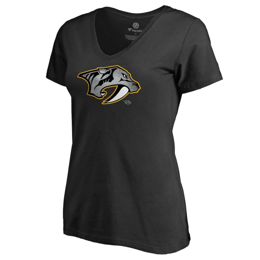 Nashville Predators Women's Core Smoke V-Neck T-Shirt - Black | US 3305753