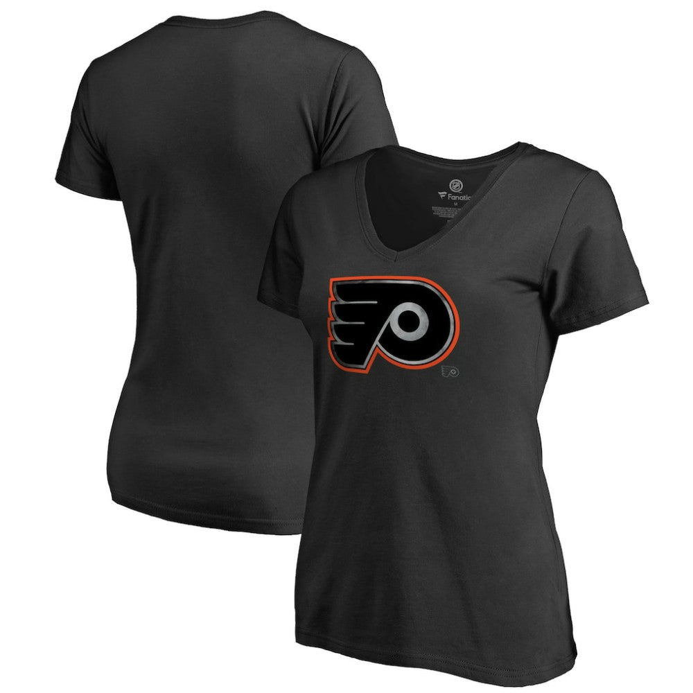 Philadelphia Flyers Women's Core Smoke V-Neck T-Shirt - Black | US 3305758
