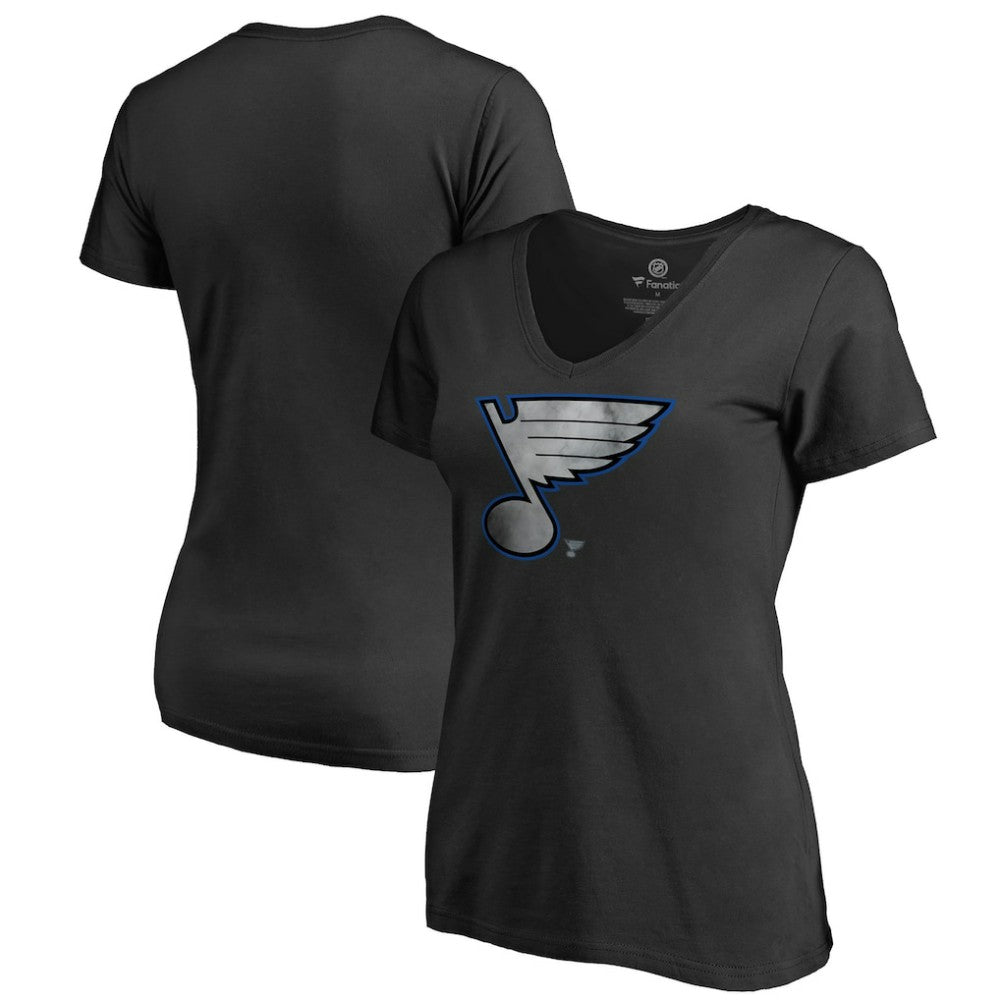 St. Louis Blues Women's Core Smoke V-Neck T-Shirt - Black | US 3305761