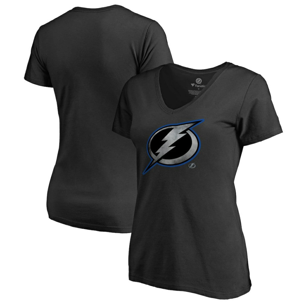 Tampa Bay Lightning Women's Core Smoke V-Neck T-Shirt - Black | US 3305762