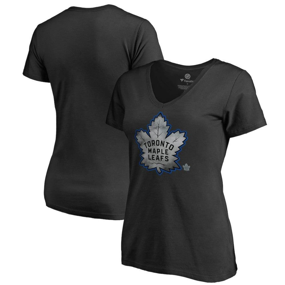 Toronto Maple Leafs Women's Core Smoke V-Neck T-Shirt - Black | US 3305763