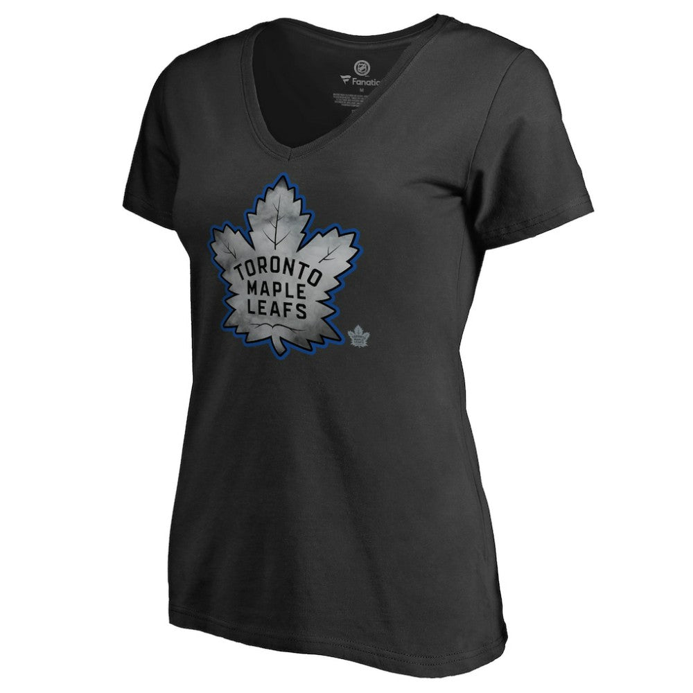Toronto Maple Leafs Women's Core Smoke V-Neck T-Shirt - Black | US 3305763
