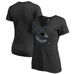 Vancouver Canucks Women's Core Smoke V-Neck T-Shirt - Black | US 3305764