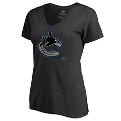 Vancouver Canucks Women's Core Smoke V-Neck T-Shirt - Black | US 3305764