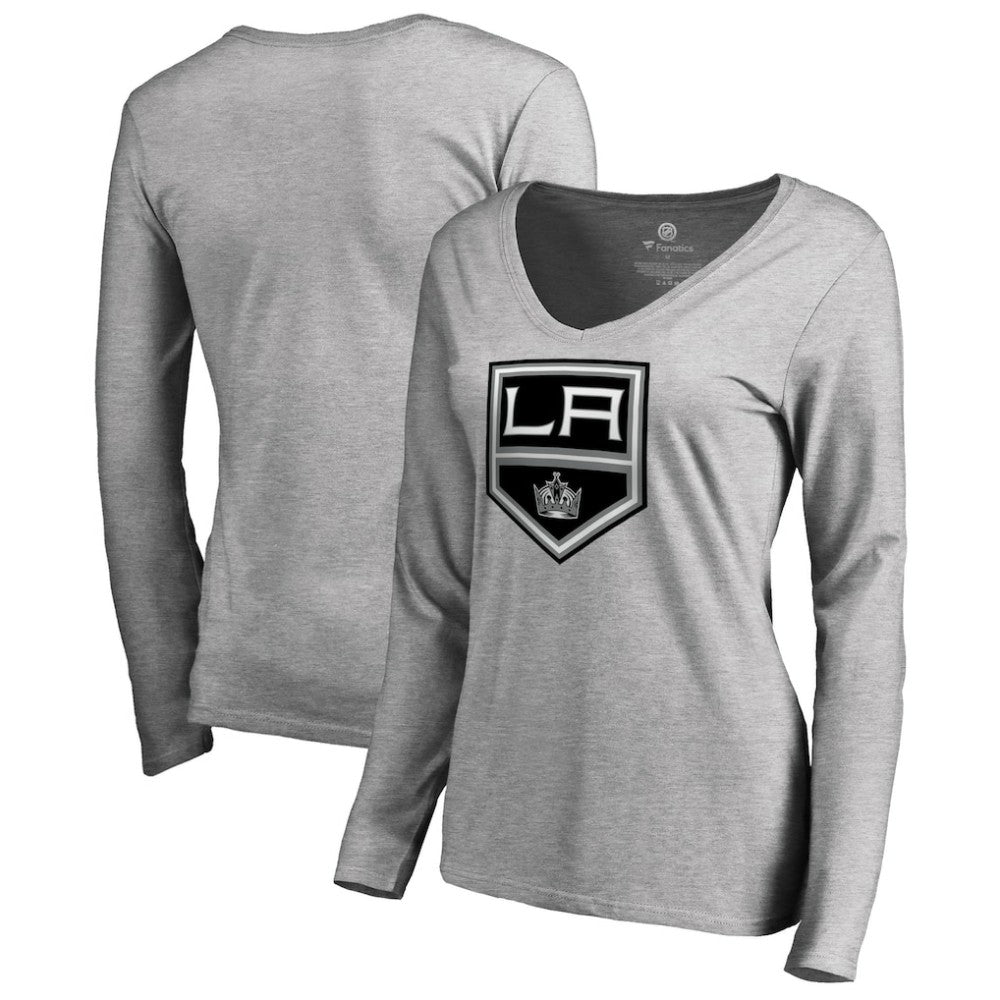 Los Angeles Kings Women's Team Alternate Long Sleeve V-Neck T-Shirt - Heather Gray | US 3310013