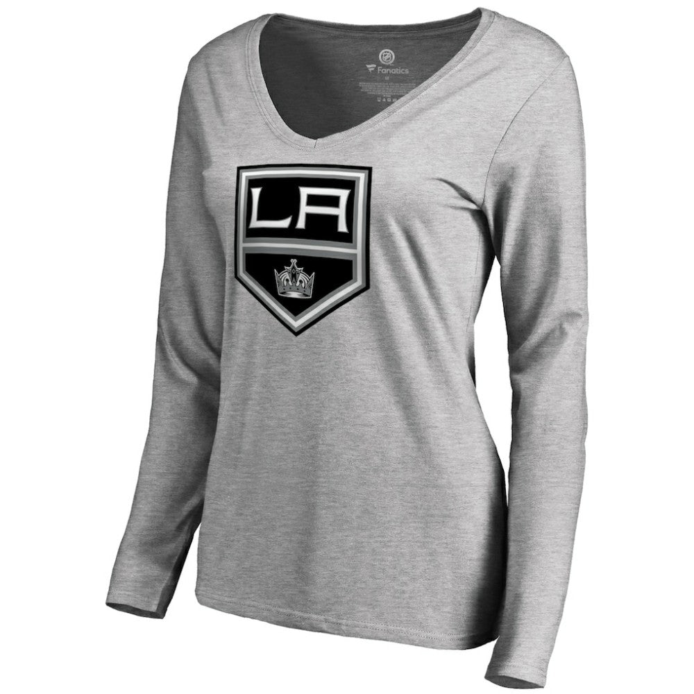 Los Angeles Kings Women's Team Alternate Long Sleeve V-Neck T-Shirt - Heather Gray | US 3310013