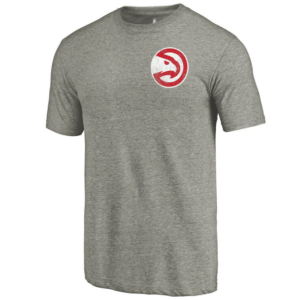Atlanta Hawks Primary Logo Left Chest Distressed Tri-Blend T-Shirt Gray
