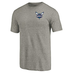 Charlotte Hornets Primary Logo Left Chest Distressed Tri-Blend T-Shirt Gray