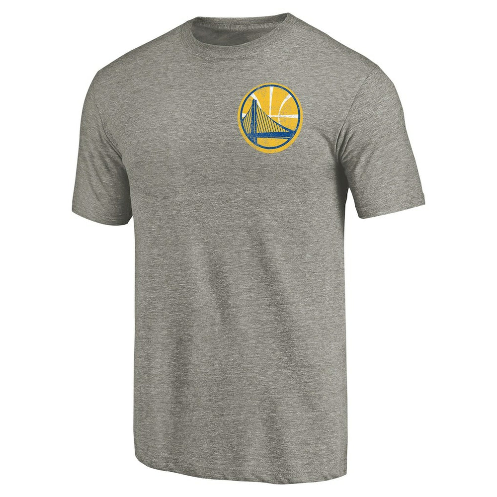Golden State Warriors Primary Logo Left Chest Distressed Tri-Blend T-Shirt Gray