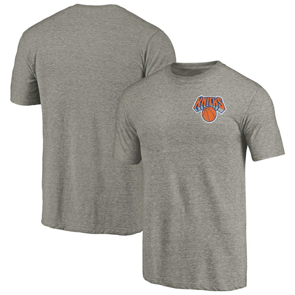 New York Knicks Primary Logo Left Chest Distressed Tri-Blend T-Shirt Gray