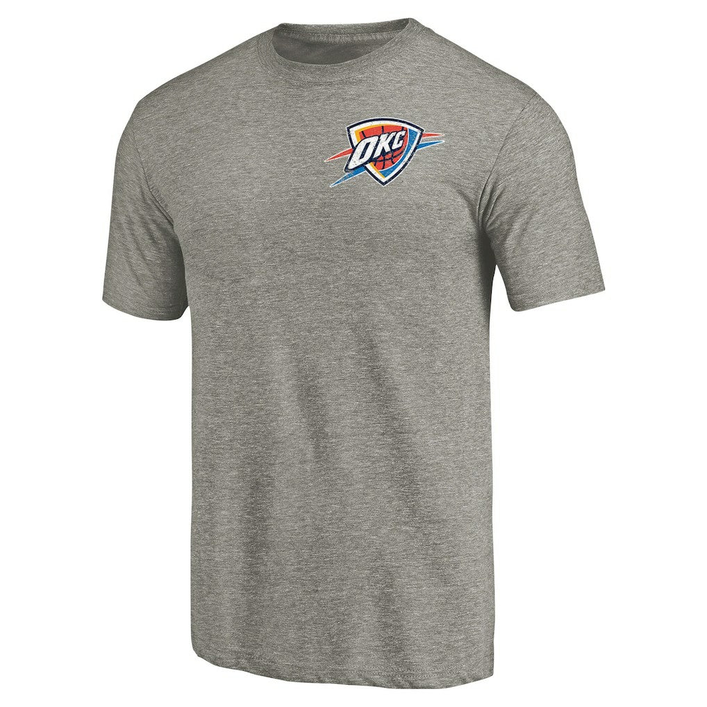 Oklahoma City Thunder Primary Logo Left Chest Distressed Tri-Blend T-Shirt Gray outlet