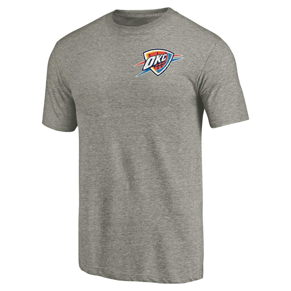Oklahoma City Thunder Primary Logo Left Chest Distressed Tri-Blend T-Shirt Gray outlet
