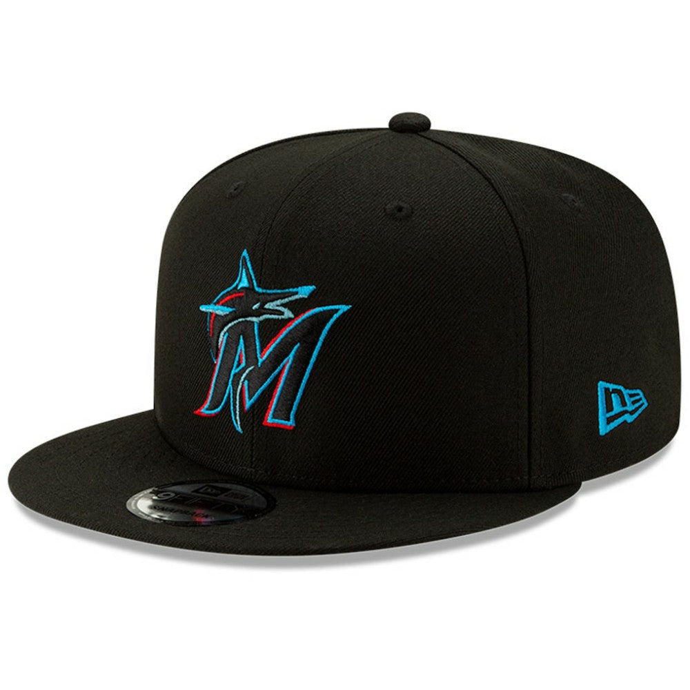 Miami Marlins New Era Team Color 9FIFTY Snapback Hat - Black Hats