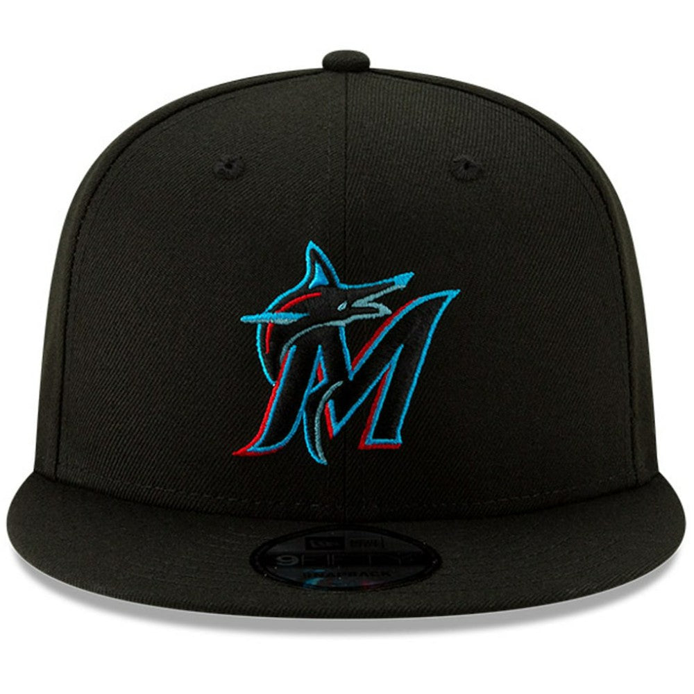 Miami Marlins New Era Team Color 9FIFTY Snapback Hat - Black Hats