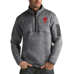 Philadelphia Phillies Antigua Fortune Big & Tall Quarter-Zip Pullover Jacket - Heather Charcoal Jackets