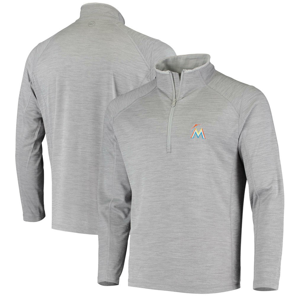 Miami Marlins Vineyard Vines Performance Sankaty Half-Zip Pullover Top - Heather Gray Pullover
