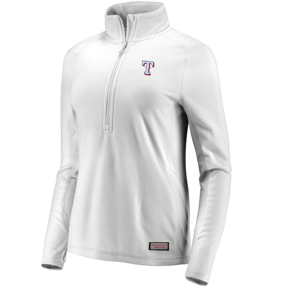 Texas Rangers Vineyard Vines Women's Performance Grid Half-Zip Pullover Top - Gray Pullover