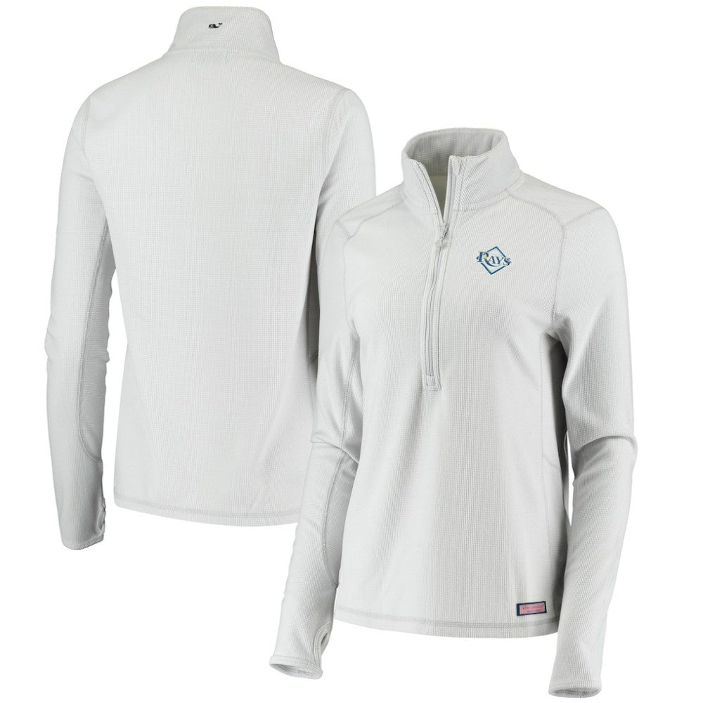Tampa Bay Rays Vineyard Vines Women's Performance Grid Half-Zip Pullover Top - Gray Pullover