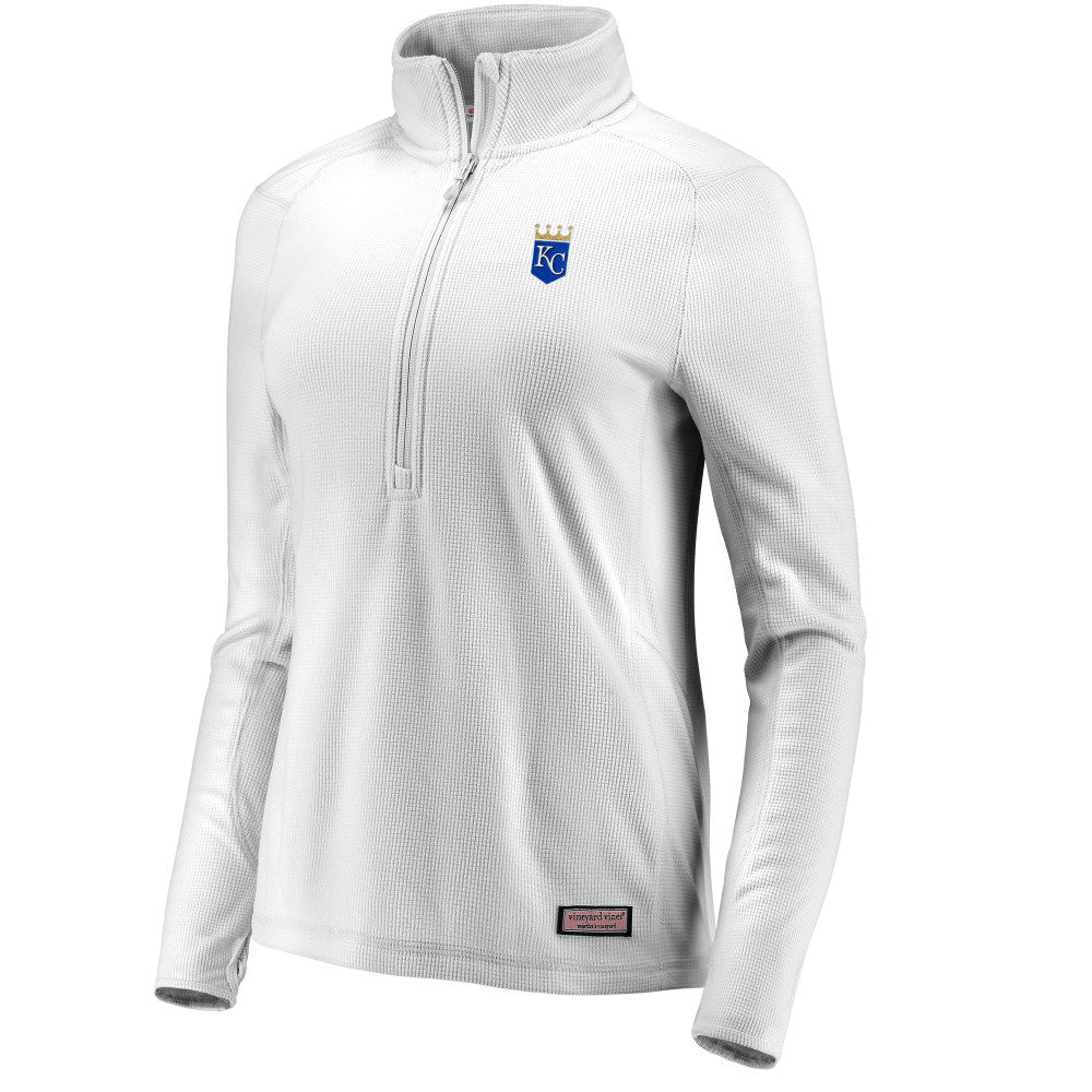 Kansas City Royals Vineyard Vines Women's Performance Grid Half-Zip Pullover Top - Gray Pullover