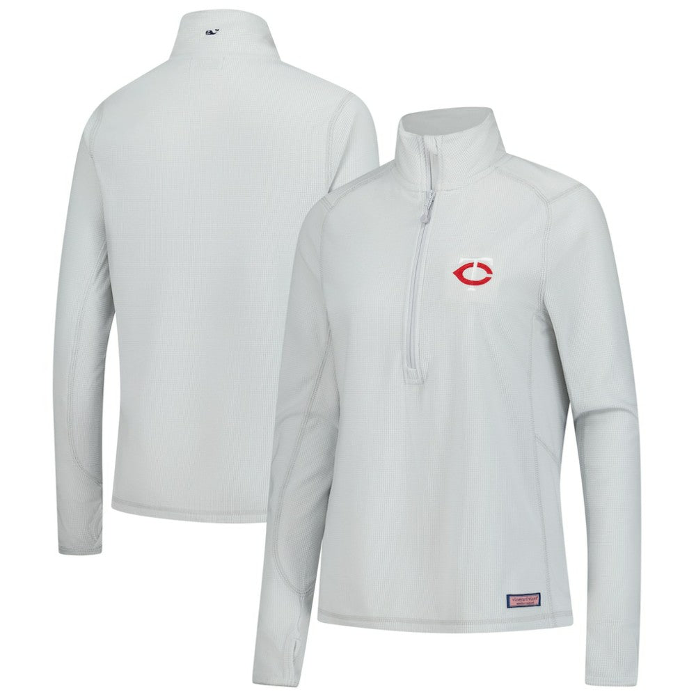 Minnesota Twins Vineyard Vines Women's Performance Grid Half-Zip Pullover Top - Gray Pullover