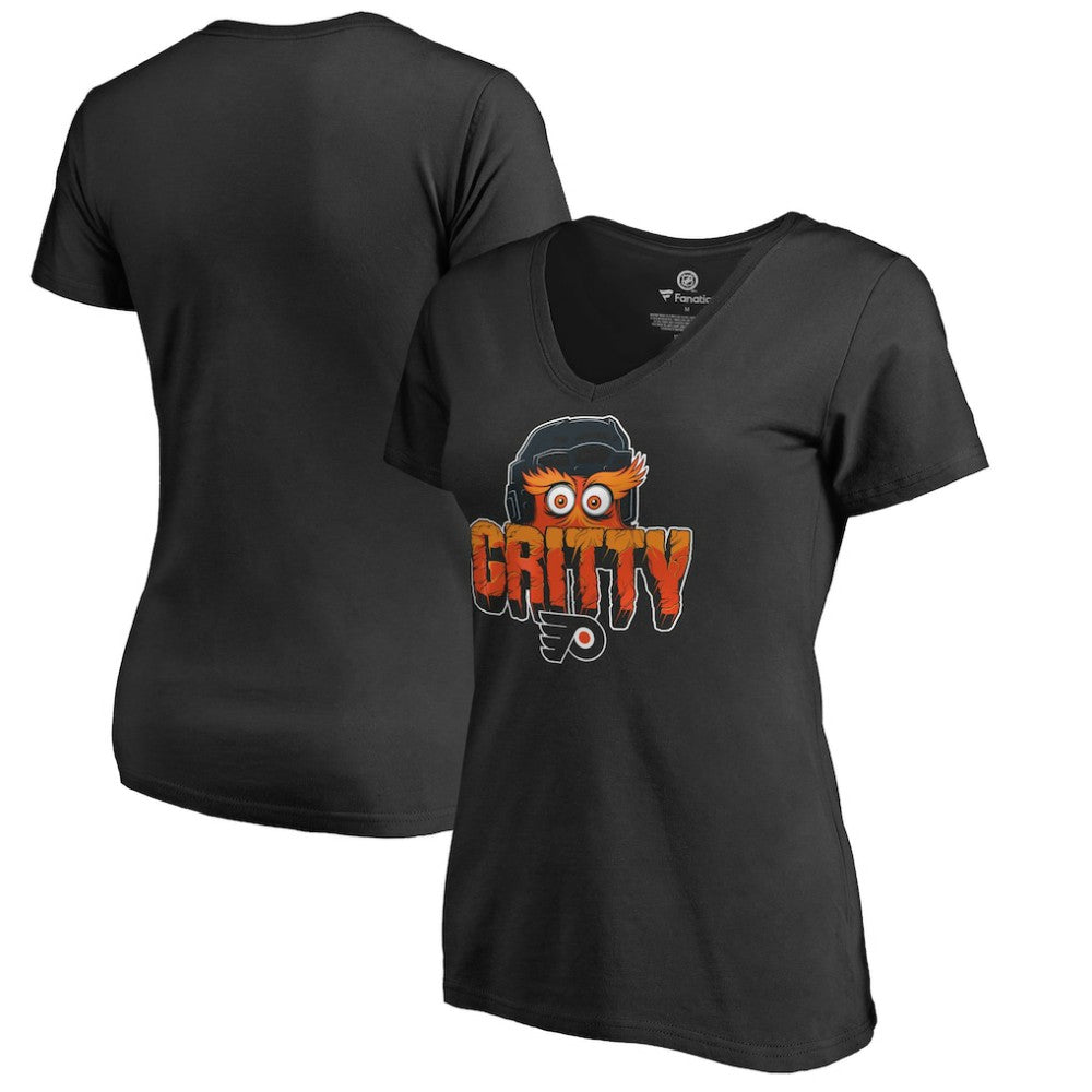 Philadelphia Flyers Women's Go Gritty V-Neck T-Shirt - Black | US 3342931