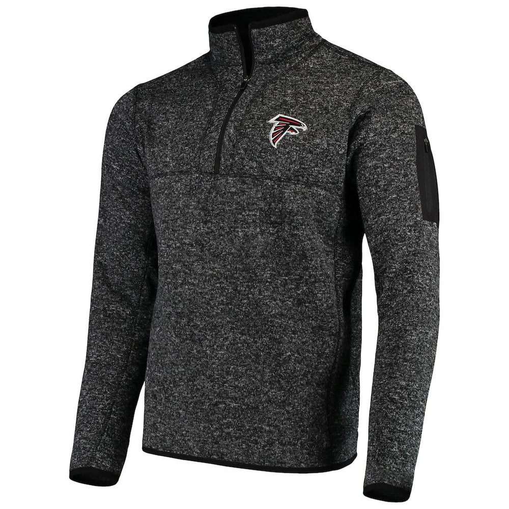 Atlanta Falcons Antigua Fortune Quarter-Zip Pullover Jacket - Heather Black Pullover