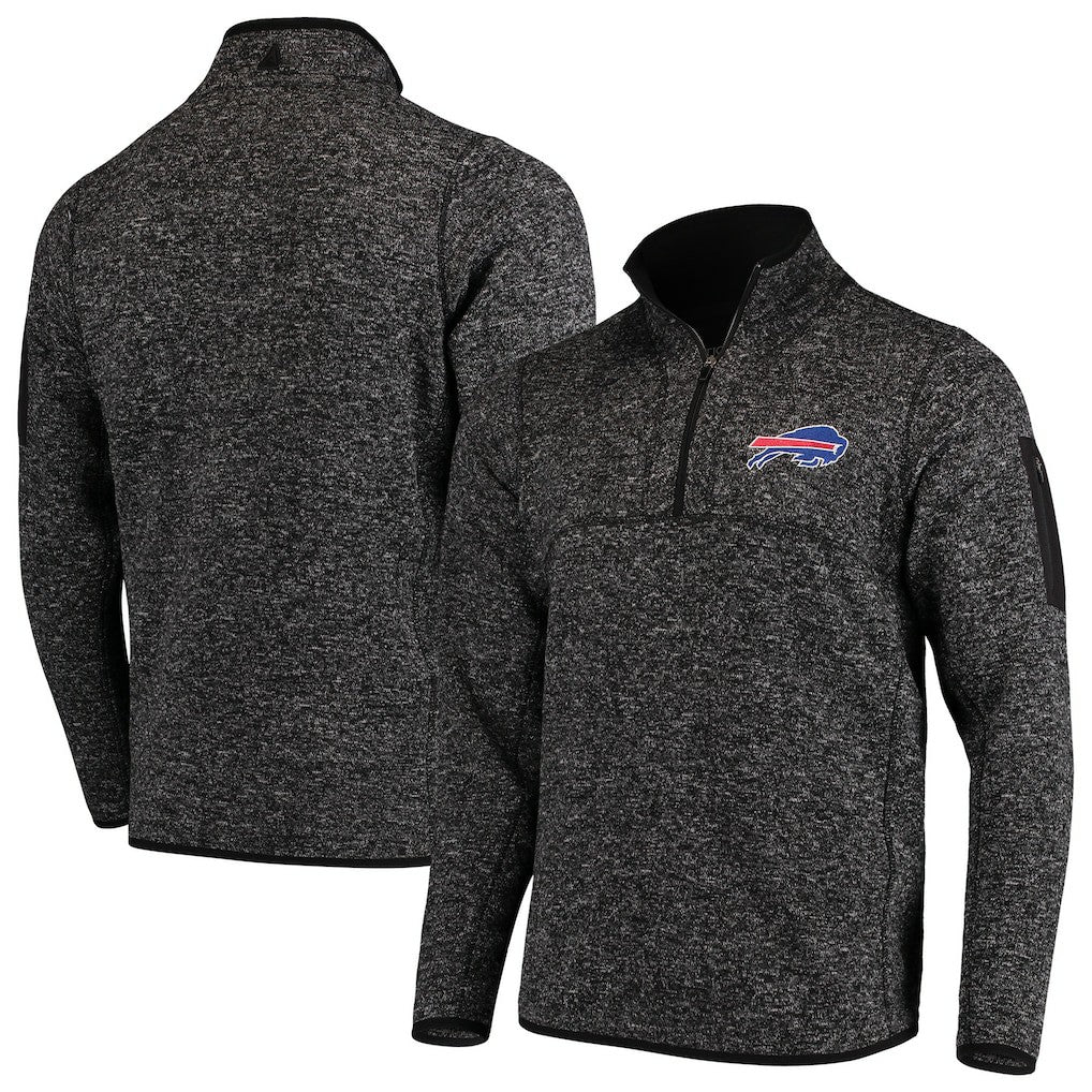 Buffalo Bills Antigua Fortune Quarter-Zip Pullover Jacket - Heathered Black Pullover