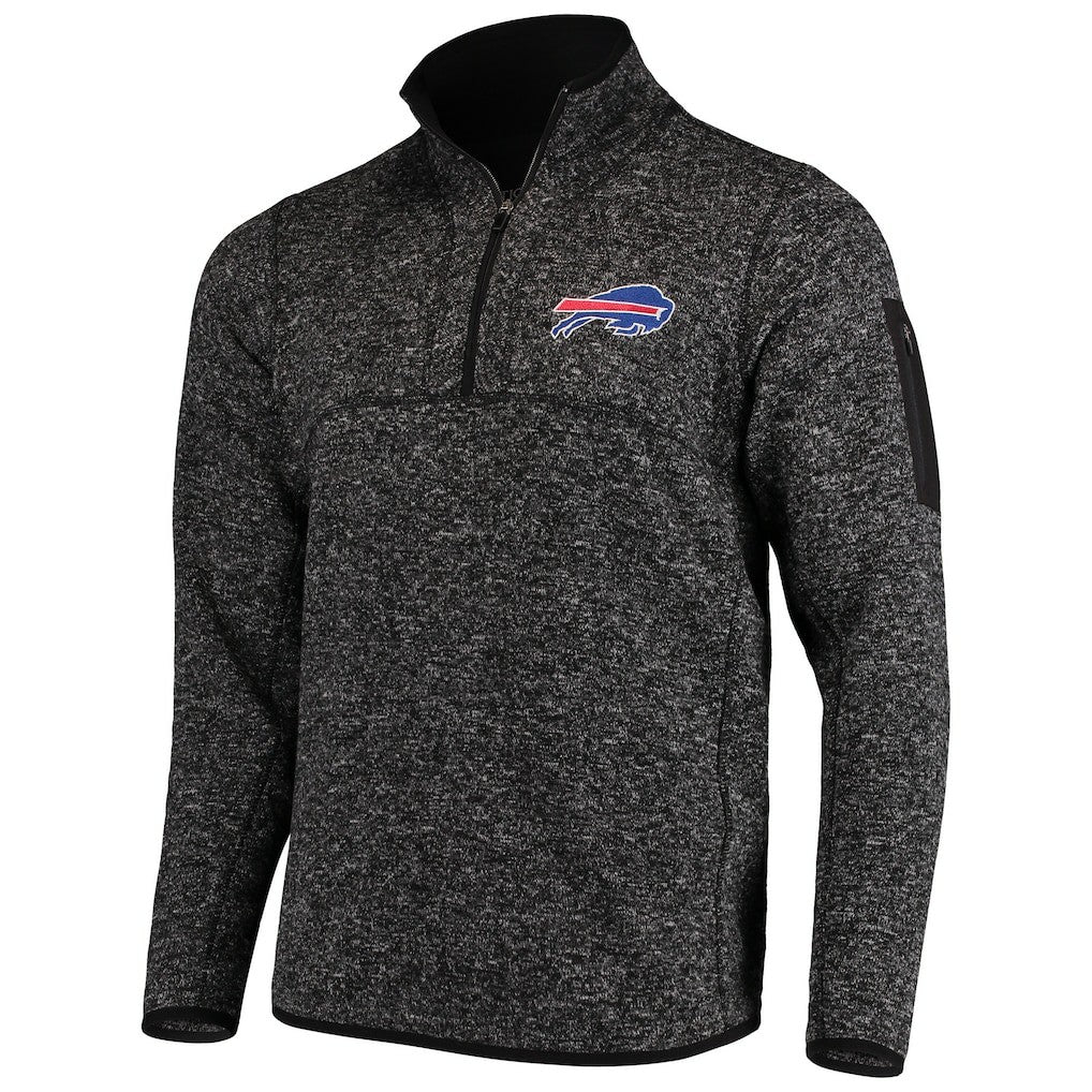 Buffalo Bills Antigua Fortune Quarter-Zip Pullover Jacket - Heathered Black Pullover