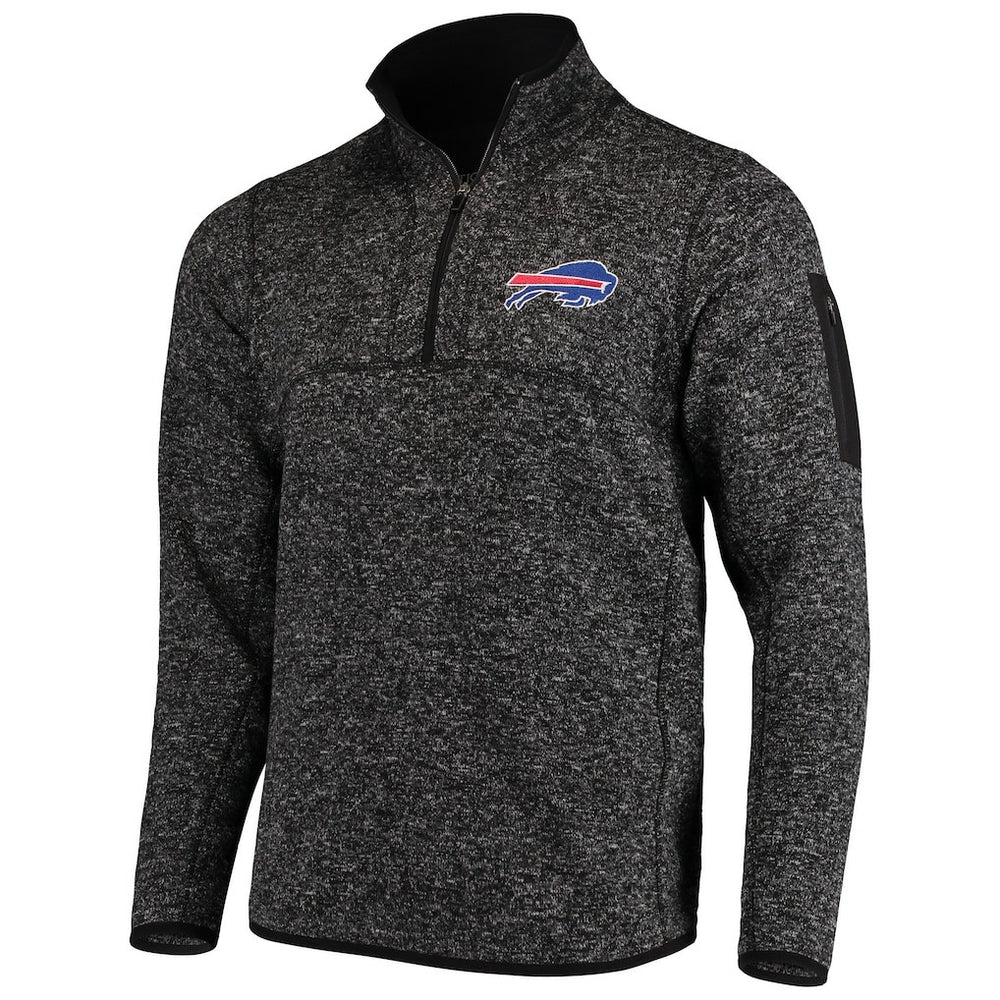 Buffalo Bills Antigua Fortune Quarter-Zip Pullover Jacket - Heathered Black Pullover
