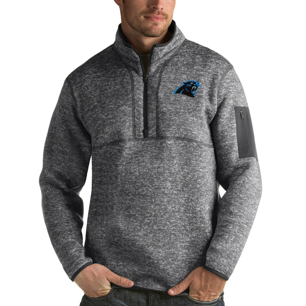 Carolina Panthers Antigua Fortune Quarter-Zip Pullover Jacket - Charcoal Pullover