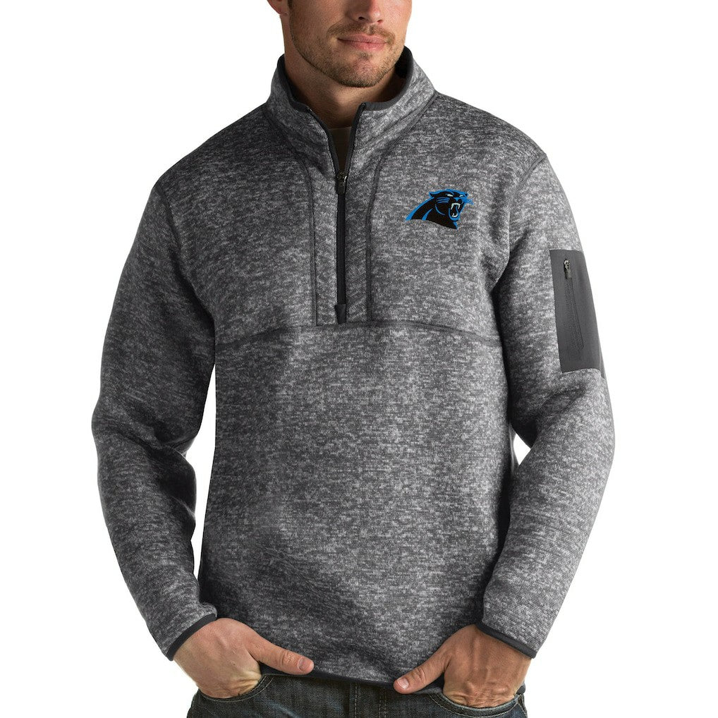 Carolina Panthers Antigua Fortune Quarter-Zip Pullover Jacket - Charcoal Pullover
