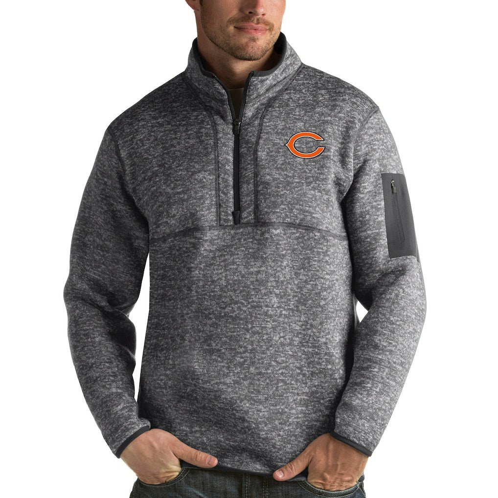 Chicago Bears Antigua Fortune Quarter-Zip Pullover Jacket - Charcoal Pullover