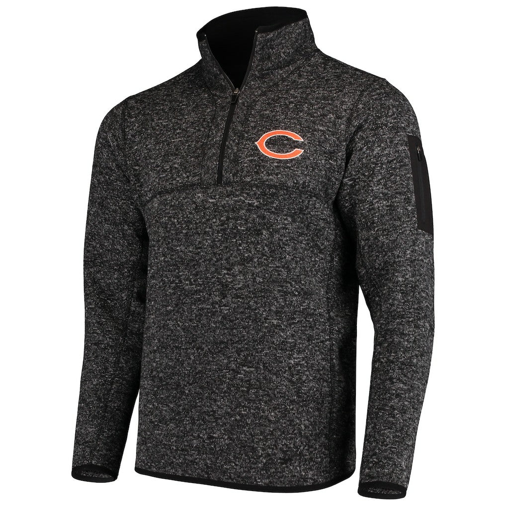Chicago Bears Antigua Fortune Quarter-Zip Pullover Jacket - Heather Black Pullover