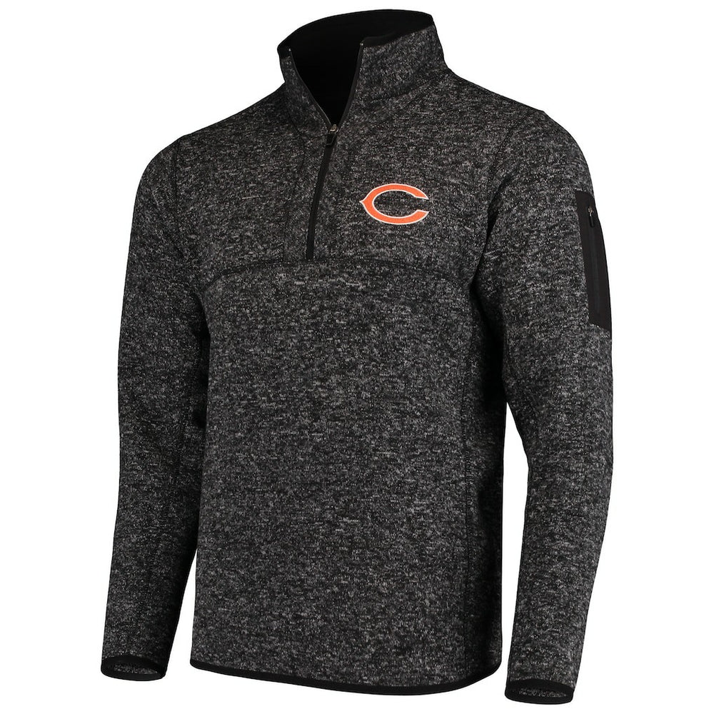 Chicago Bears Antigua Fortune Quarter-Zip Pullover Jacket - Heather Black Pullover