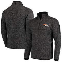 Denver Broncos Antigua Fortune Quarter-Zip Pullover Jacket - Heather Black Pullover